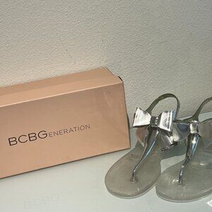 New BCBGeneration Women's Metallic Beena Jelly Sandal Silver 8